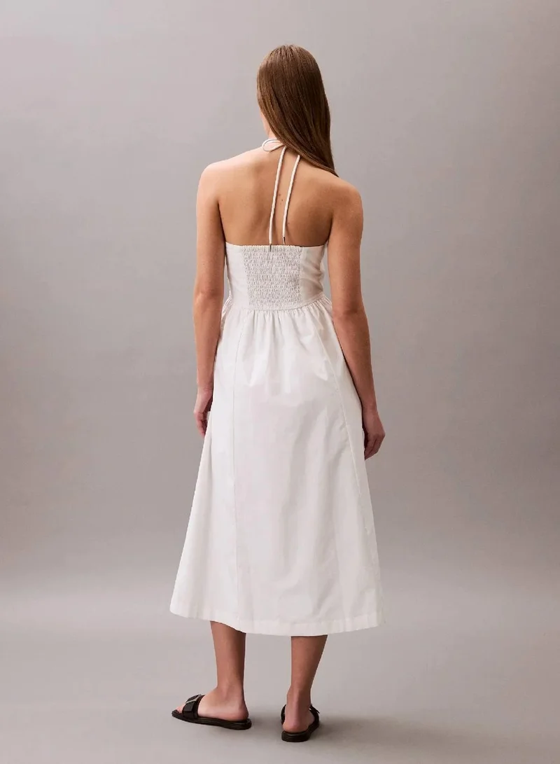 Calvin Klein Jeans Blanc De Blanc Cotton Twill Halter Dress for Women | Best Price UAE