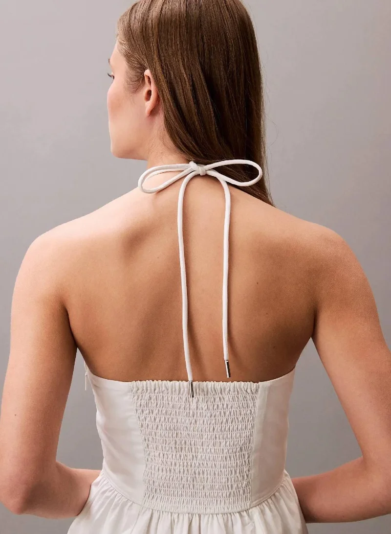 Calvin Klein Jeans Blanc De Blanc Cotton Twill Halter Dress for Women | Best Price UAE