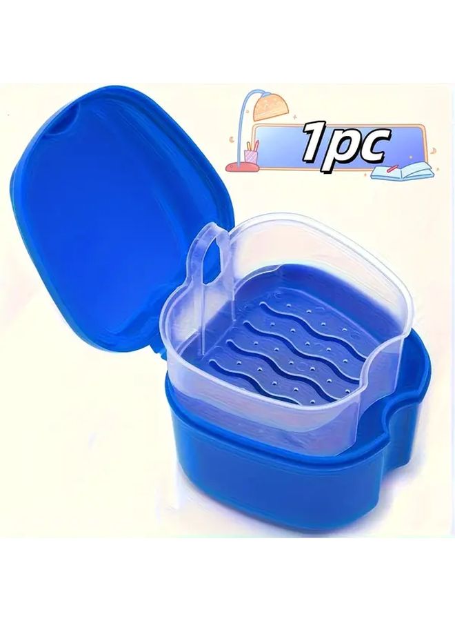 Blue Denture Cleaning Box with Filter Storage Container Holder 1 4pcs - Image 1