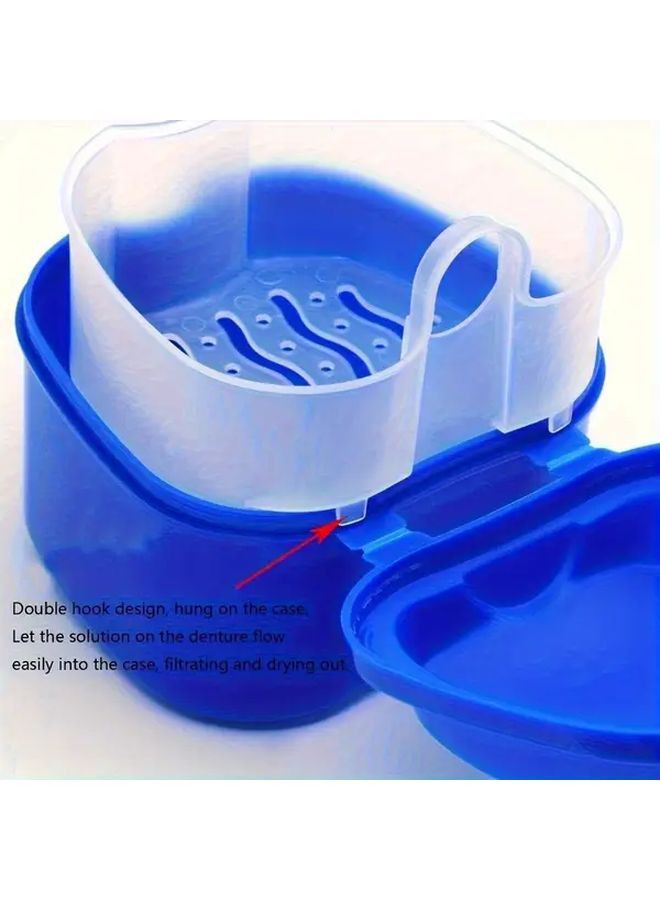 Blue Denture Cleaning Box with Filter Storage Container Holder 1 4pcs - Image 5