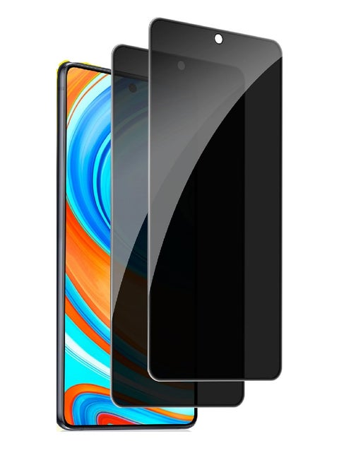 2 Pieces Tempered Glass Screen Protector Anti-Spy Privacy Designed For Xiaomi Redmi Note 9 Pro Max Full Screen Coverage And Bubble Free