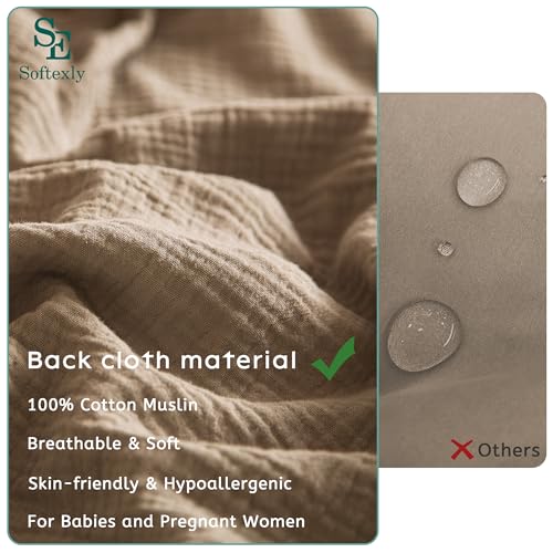 SE SOFTEXLY Muslin Duvet Cover California King Size, 100% Washed Cotton Duvet Cover Set, Ultra Soft Comforter Cover Linen Like, 3 Pieces Gauze Duvet Cover with 2 Pillowcases, 98"x104", Light Brown - Image 3