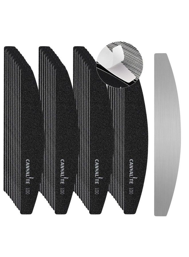 Canvalite 40 Pcs Nail File Professional Reusable Peel And Stick Nail Files Replaceable Emery Boards 100 Grit Fingernail Files Manicure Tools For Home And Salon Use - Image 2
