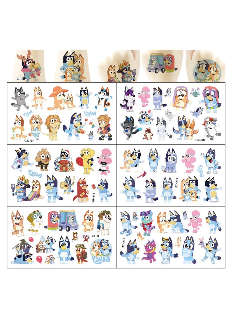 6 sheets cartoon Bluey tattoo stickers personalized fashion holiday party gifts temporary stickers washable stickers - Image 2