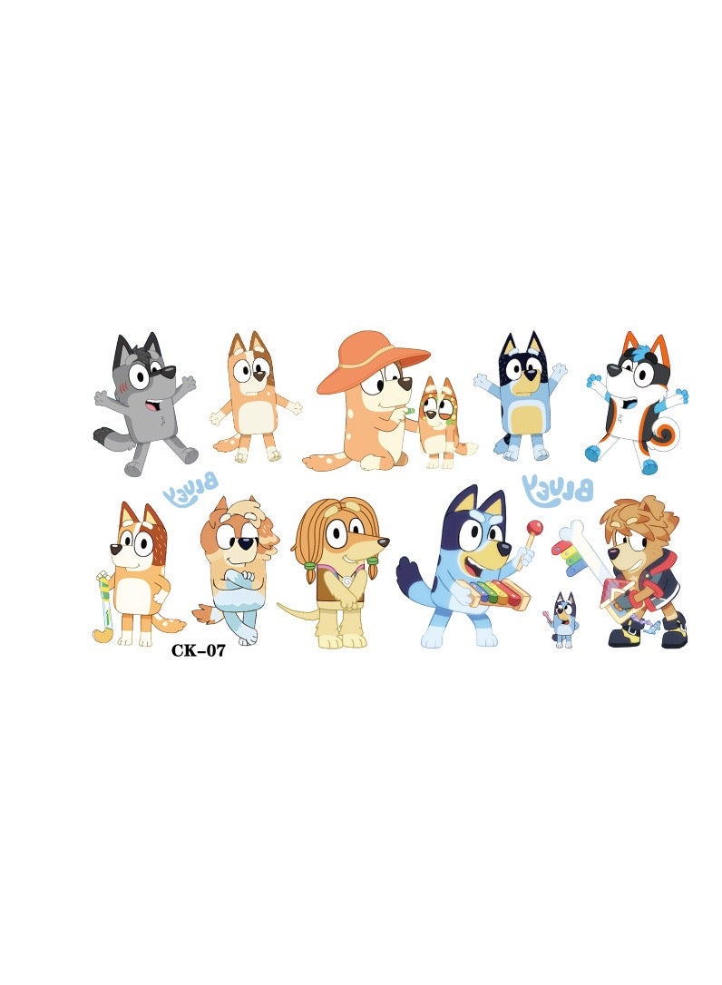 6 sheets cartoon Bluey tattoo stickers personalized fashion holiday party gifts temporary stickers washable stickers - Image 3
