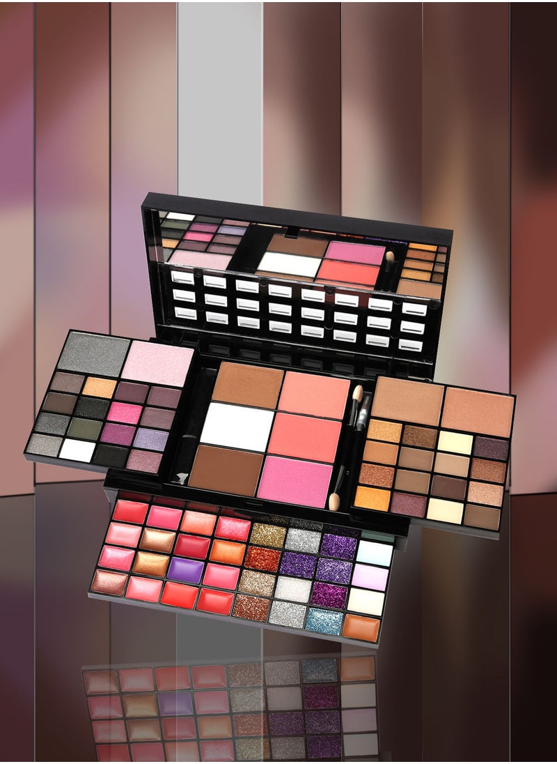 l&wen - All in One Makeup Kit Includes Eyeshadow Lipstick Concealer Blush Contouring Mirror and Brushes Professional Full Must-Have Starter Makeup Gift Set for Women and Girl - Image 1