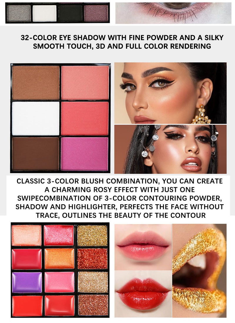 l&wen - All in One Makeup Kit Includes Eyeshadow Lipstick Concealer Blush Contouring Mirror and Brushes Professional Full Must-Have Starter Makeup Gift Set for Women and Girl - Image 1