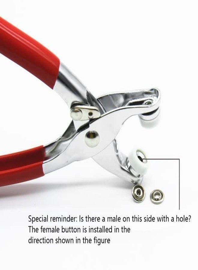 MBUYS MALL Grommet Eyelet Setting Pliers Tool for Bag Shoes Leather Belt Cloth Easy Press Button Snap Fastener Plier Button Pincer Pile Clipper Setter Hand Tool with 100Pcs Silver Snaps & Rings - Image 4