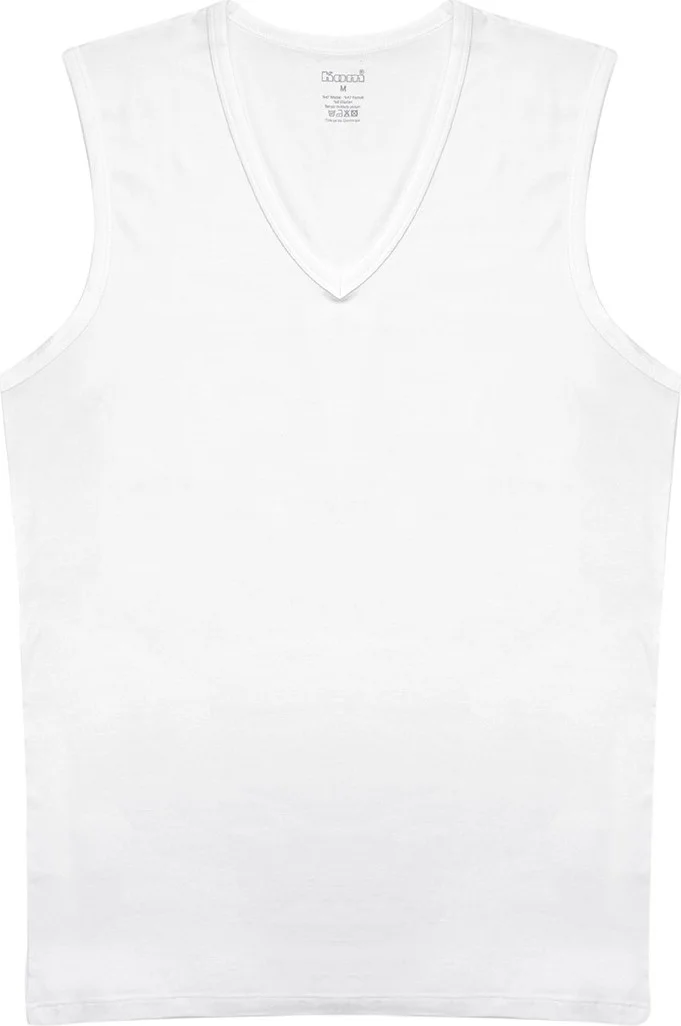 KOM Barny V Neck Cotton 2 Piece Men's Undershirt White