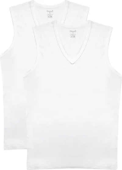 KOM Barny V Neck Cotton 2 Piece Men's Undershirt White