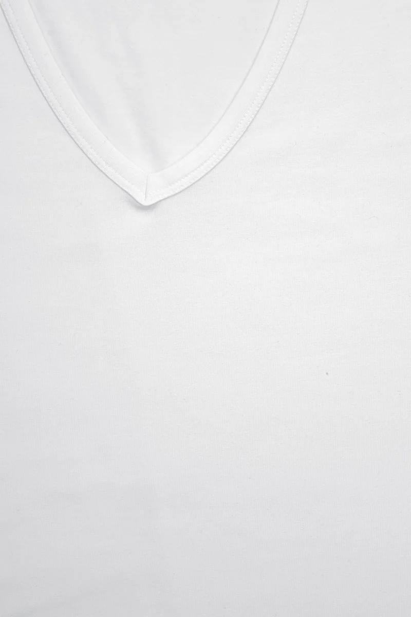 KOM Barny V Neck Cotton 2 Piece Men's Undershirt White
