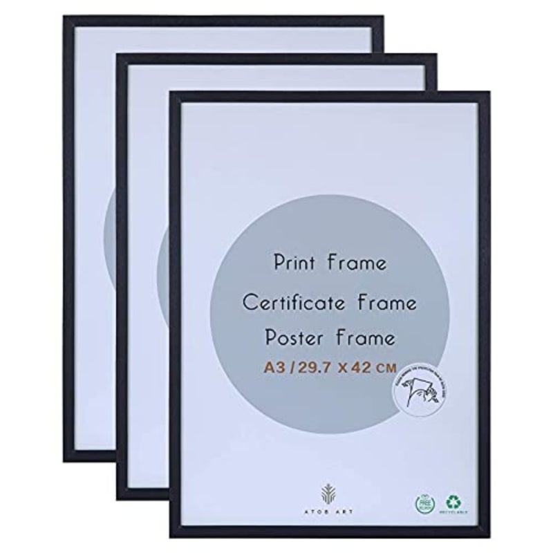 A3 Photo Picture Frame - 29.7 x 42 CM Certificate Frames with Perspex Glass for Wall Display Horizontally or Vertically in Living Room Bedroom Gallery, Set of 3 with Perspex Glass for Wall Display Horizontally or Vertically in Living Room Bedroom Gallery, Set of 3 - Image 1
