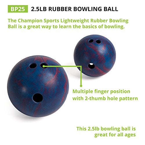 Champion Sports Rubber Bowling Ball - Easy Grip and Lightweight for Beginners - 2.5 Lb - Image 3
