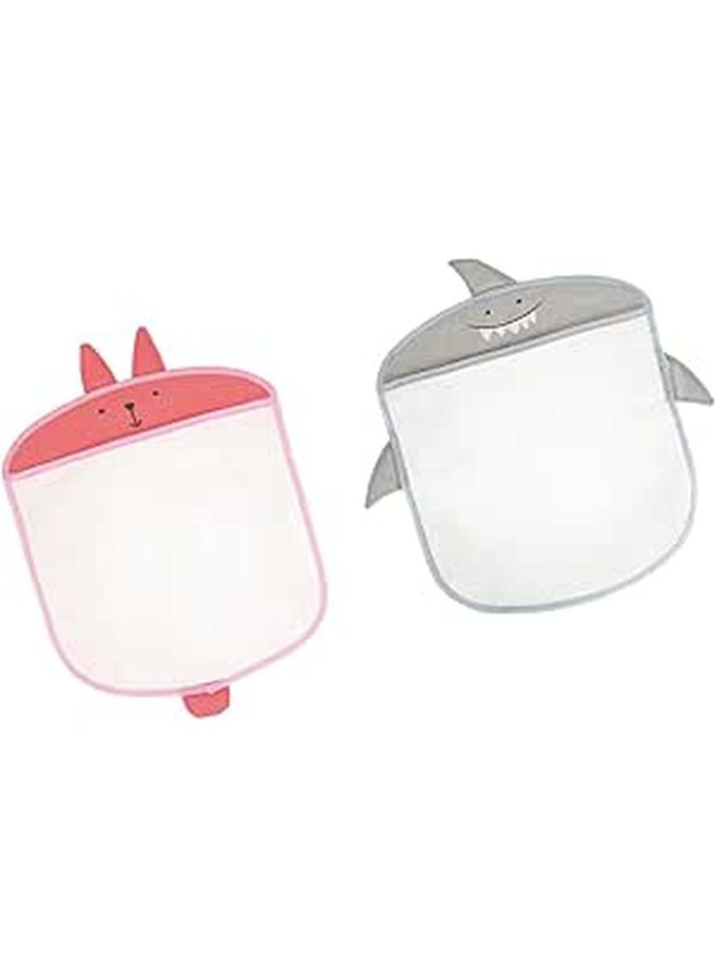 Mesh Fabric Bathroom Storage Bags with Suction Cups 2pcs Gray Pink Wall Mounted Organizer - Image 1