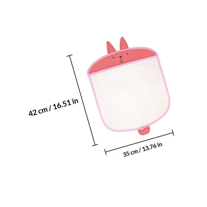 Mesh Fabric Bathroom Storage Bags with Suction Cups 2pcs Gray Pink Wall Mounted Organizer - Image 3