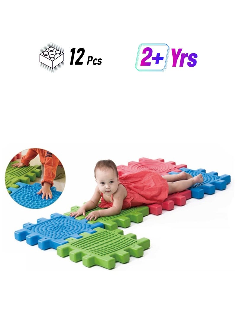 12PCS Sensory Toy Textured Tactile Cube Building Block  - Image 1