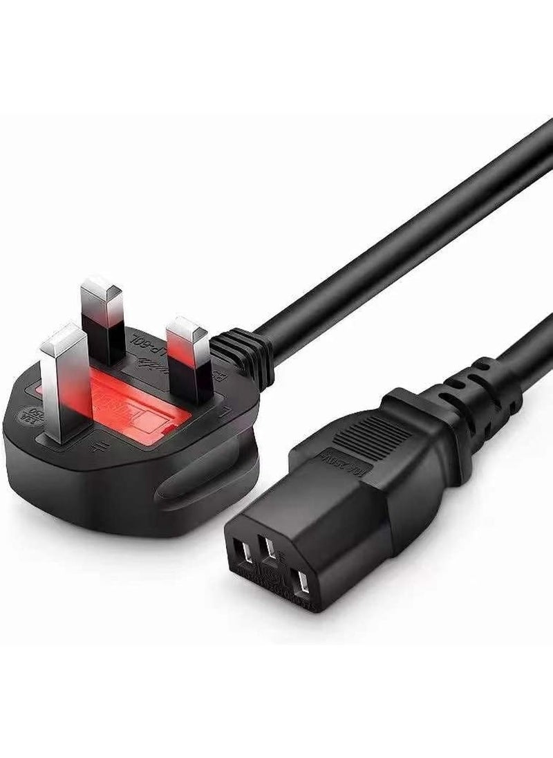 Eworld - Power Cable 1.5M – High-Quality 13A Pure Copper Plug Wire with Protection Fuse, IEC C13 – Compatible with Computers, Monitors, Printers, TVs, UPS & More - Image 1