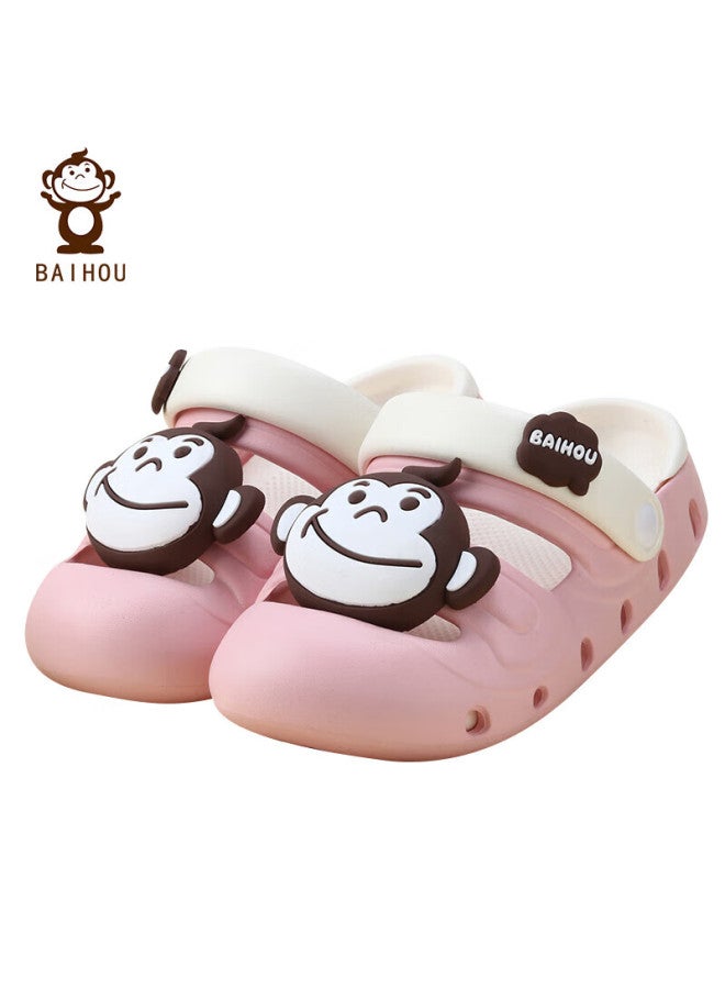 Baihou White Monkey Uni Kids Cartoon Indoor Outdoor Beach Children's Hole Sandals D04 Pink 30-31 - Image 1