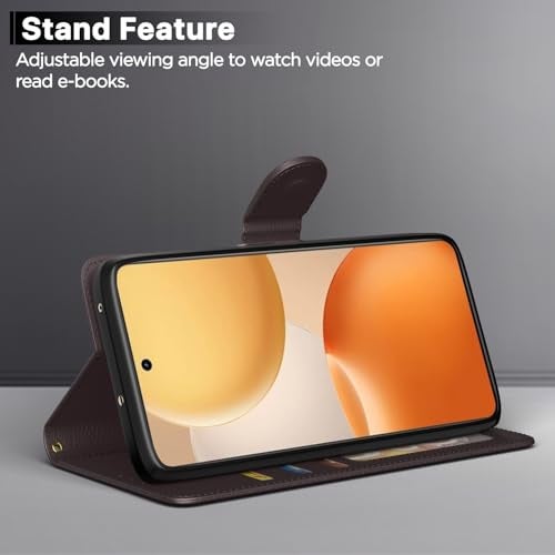 Pikkme Flip Cover for Realme P4 5G Leather Finish | Inside TPU with Card Pockets | Wallet Stand and Shock Proof | Complete Protection Flip Case(Coffee) - Image 3