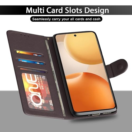 Pikkme Flip Cover for Realme P4 5G Leather Finish | Inside TPU with Card Pockets | Wallet Stand and Shock Proof | Complete Protection Flip Case(Coffee) - Image 5