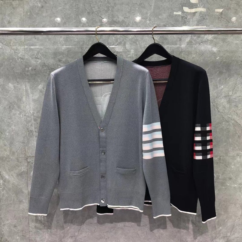 Tb Tom V-Neck Classic Four-Bar Back Lion Wool Cardigan Men'S And Women'S Casual Comfortable Cardigan - Image 2