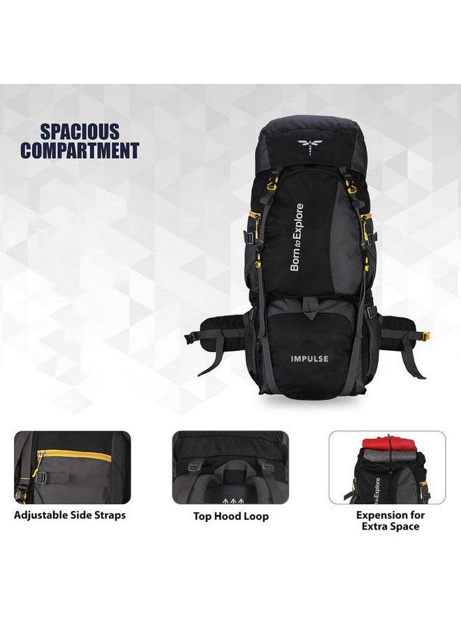 Impulse Impulse Rucksack bags 80 litres travel bag for men tourist bag for travel backpack for hiking trekking Bag for men camping Curve Black with 1 year Warranty  - Image 2