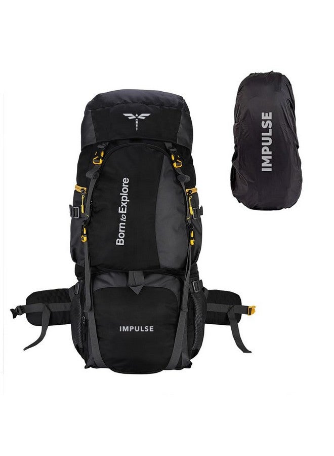 Impulse Impulse Rucksack bags 80 litres travel bag for men tourist bag for travel backpack for hiking trekking Bag for men camping Curve Black with 1 year Warranty  - Image 1