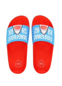 CUBS Shark Print Everyday Wear Eco-Friendly Pvc Slides For Kids Lightweight Easy To Wash And Anti-Slip Soles  - Image 1