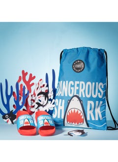 CUBS Shark Print Everyday Wear Eco-Friendly Pvc Slides For Kids Lightweight Easy To Wash And Anti-Slip Soles  - Image 2