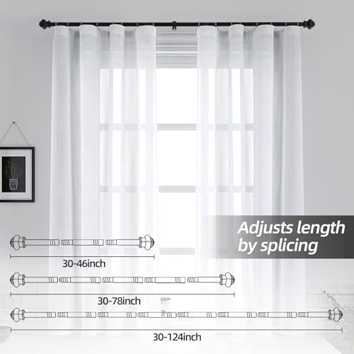 Thestoa Splicing Curtain Rods for Windows 30-46 Inch, 5/8" Diameter Black Curtain Rods 2 pack for Bedroom, Living Room, Outdoor - Image 4
