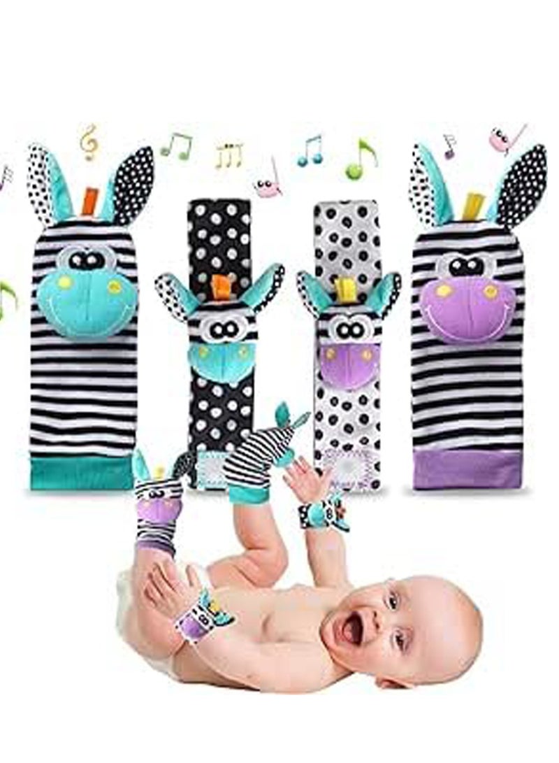 Foot Finder Socks & Wrist Rattles - Newborn Sensory Toys for Baby Boy or Girl - Brain Development Infant Toys - Hand and Foot Rattles for 0-3, 3-6, 6-9, 9-12 Months Babies  - Image 1