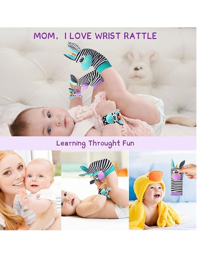 Foot Finder Socks & Wrist Rattles - Newborn Sensory Toys for Baby Boy or Girl - Brain Development Infant Toys - Hand and Foot Rattles for 0-3, 3-6, 6-9, 9-12 Months Babies  - Image 3