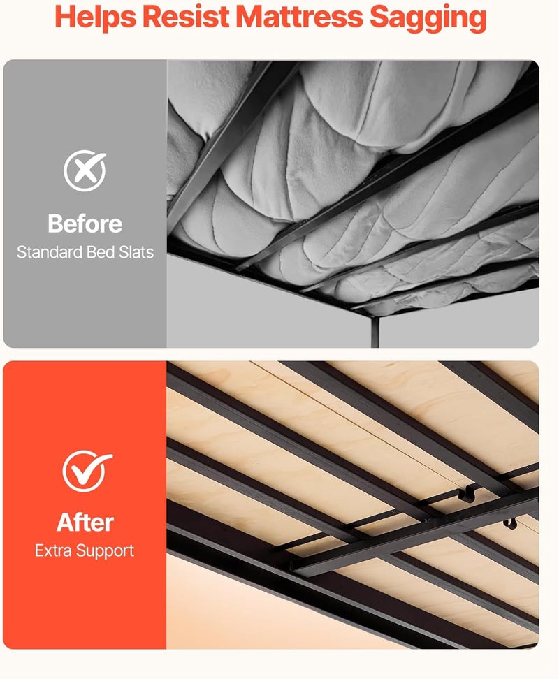 VEVOR Bunkie Board, Queen Size 76.8 x 58.3 in, Foldable Bed Board Under Mattress with Nylon Webbing, Plywood, Rounded Edges, Anti-Sag Design for Metal Frames, Sleeper Sofas, Platform and Bunk Beds - Image 3