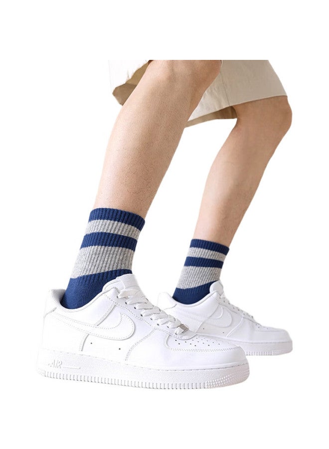 COTTON Men'S Mid-Calf Socks, Spring And Autumn Season, 100% Pure Cotton, 7A Grade Antibacterial And Odor-Resistant, Breathable Long Socks, 6 Pairs - Image 1