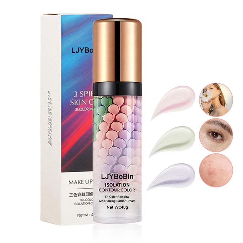 LJYBoBin 3 in 1 Color Correcting CreamMoisturizing Isolation Cream Oil Control One Step Color CorrectorSkin Tone Correcting Concealer Invisible Pore Face Primer Foundation Makeup