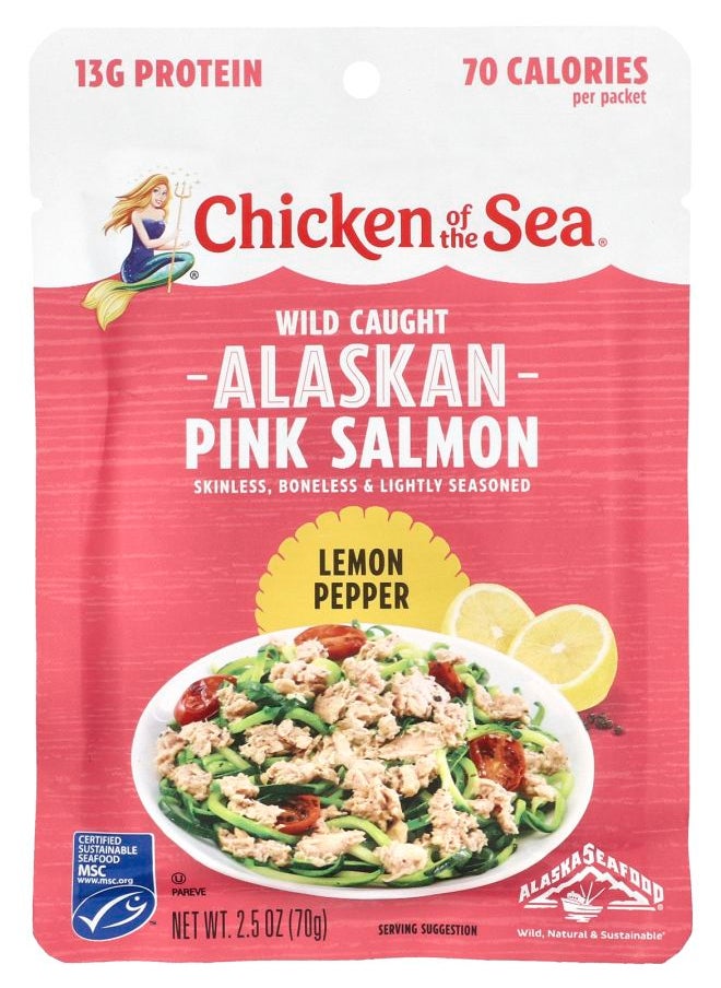 Chicken Of The Sea Wild Caught Alaskan Pink Salmon Lemon Pepper 2.5 oz (70 g) 