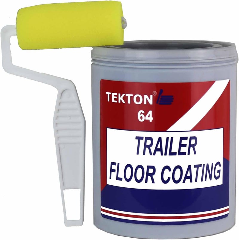 Trailer Floor Coating يحمي أرضيات المقطورات، المنحدرات والجدران؛ طلاء غير زلق (رمادي، 1 لتر يشمل أسطوانة 3 بوصات) - Image 1