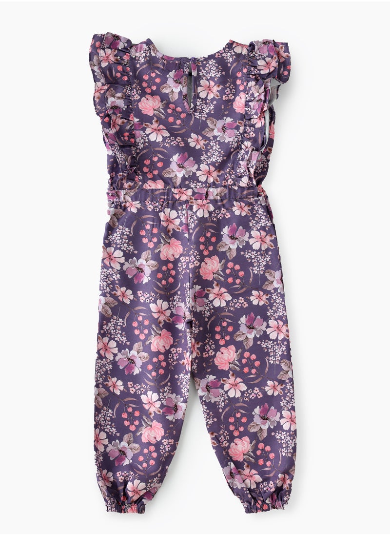 Jelliene Blooming Fun: Girls' Viscose Floral Print Jumpsuit  - Image 2