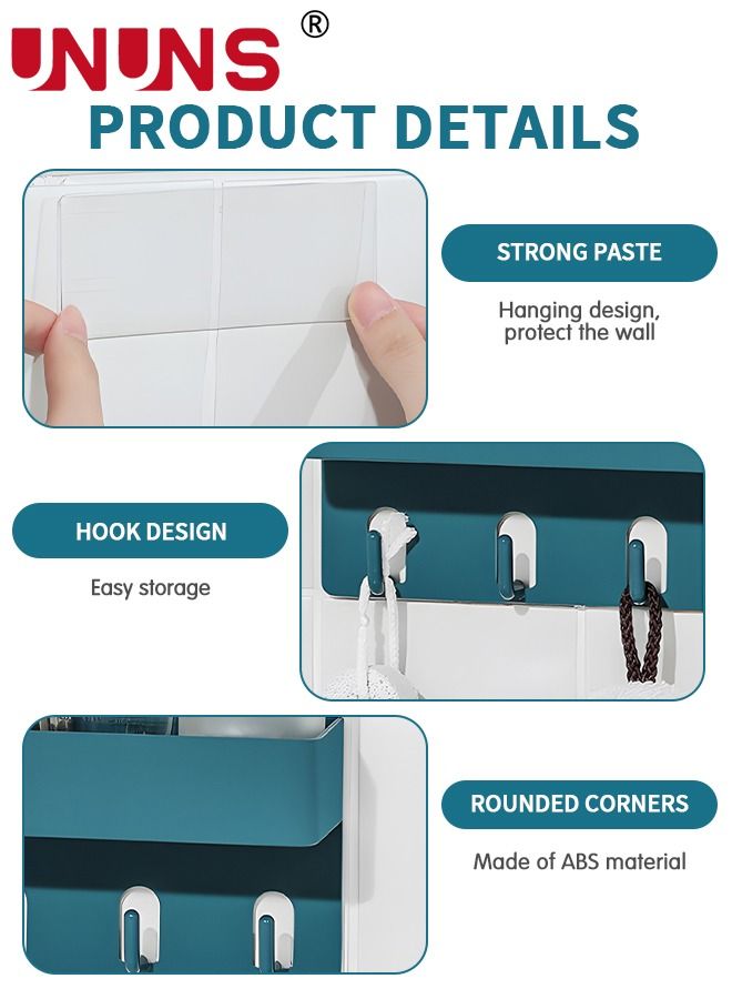 UNUNS Wall Mounted Floating Shelf,DIY Hanging Storage Holder Display Rack With 6 Durable Hooks,Set Of 2 - Image 5