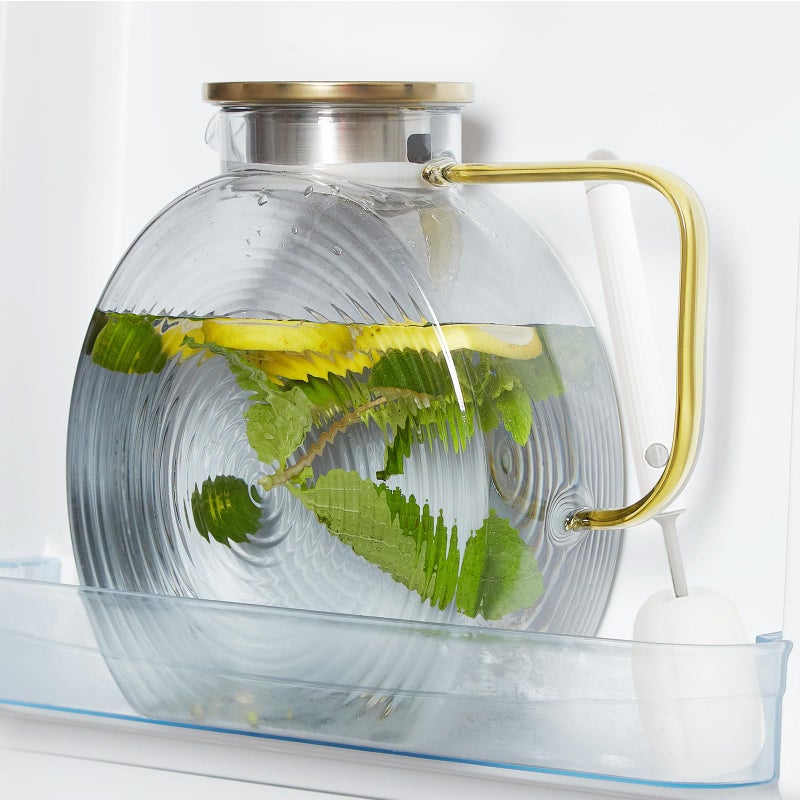 OneDream Glass Pitcher with Lids for Fridge Door, 2.5l/84oz Large Iced Tea Pitcher with Handle, Borosilicate Water Jug for Sun Tea, Fruit Juice, Drinks, Lemonade, Cold or Hot Beverages, Smoke Gray - Image 1