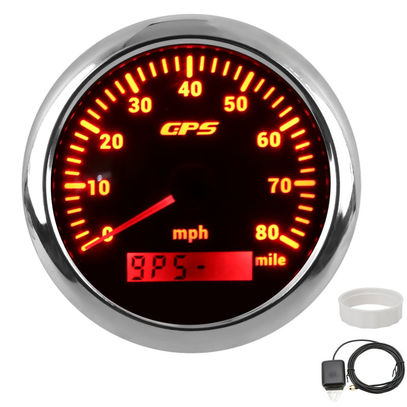 GPS Speedometer Premium 316 Stainless Steel Speed Gauge - IP67 Waterproof Dustproof Curved Glass Anti-Fog 9-32V Voltage for Generator Sets Engineering Machinery Car Modification - Image 1