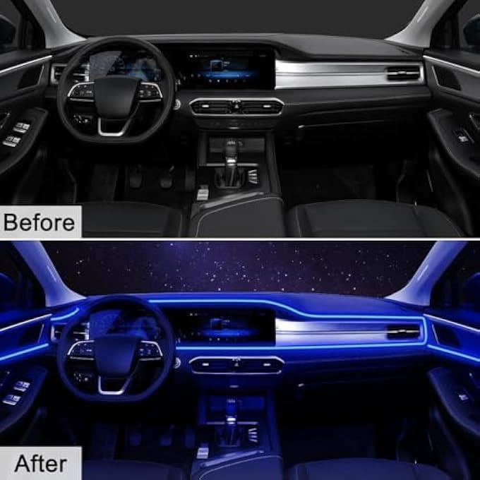 Bukela Car Interior Led Light Bar 5M Usb Powered Neon Strip Lights Rgb Ambient Lighting Kit With Music Sync Blue Strip Lights For Cars Trucks And Vehicle Decorations Monochromatic Light - Image 3
