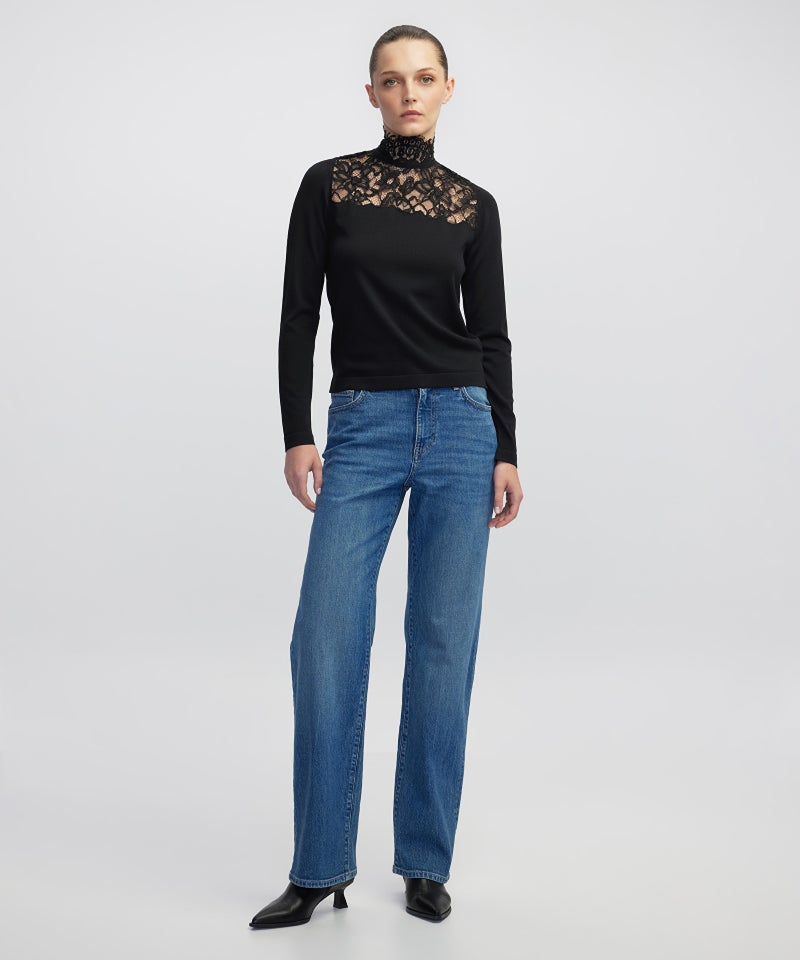 Ipekyol Lace-Trim Knit Top - Image 2