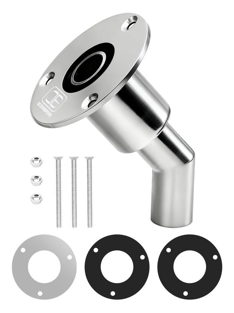OCEANBROAD Stainless Steel 316 Thru Hull Exhaust Skin, Fitting 22mm Hose Pipe Marine Exhaust Port for Webasto, Planar, Eberspacher, Chinese Diesel Parking heaters, Straight with Bolts and Nuts - Image 1