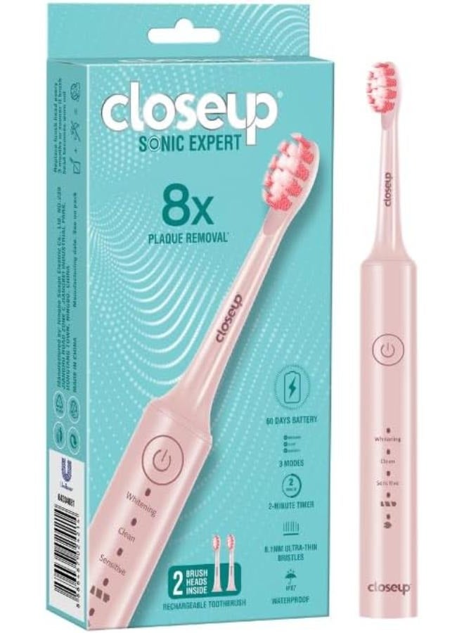 Closeup Close Up Sonic Expert Electric Toothbrush With rose gold colored toothbrush