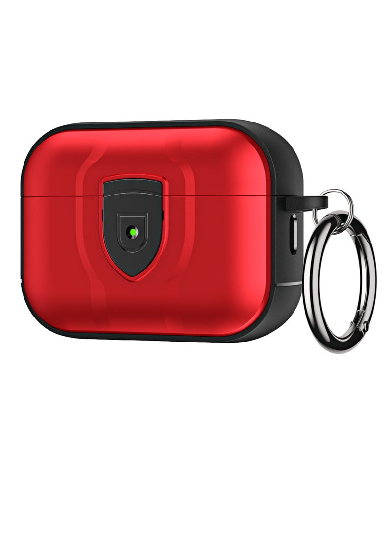 YONK - Compatible with AirPods Pro 2nd Generation Full Body Rugged Hard Shell Protective Case Cover With Keychain Designed for AirPods Pro 2 (2022) Red Black - Image 1