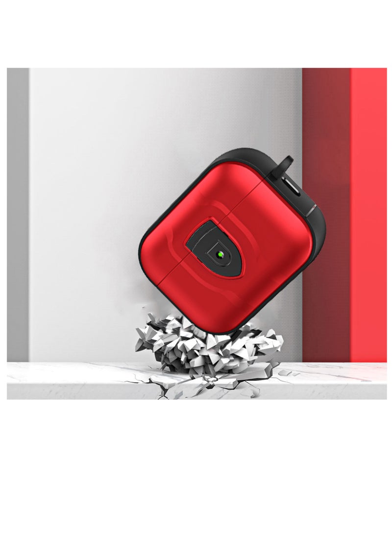 YONK - Compatible with AirPods Pro 2nd Generation Full Body Rugged Hard Shell Protective Case Cover With Keychain Designed for AirPods Pro 2 (2022) Red Black - Image 1