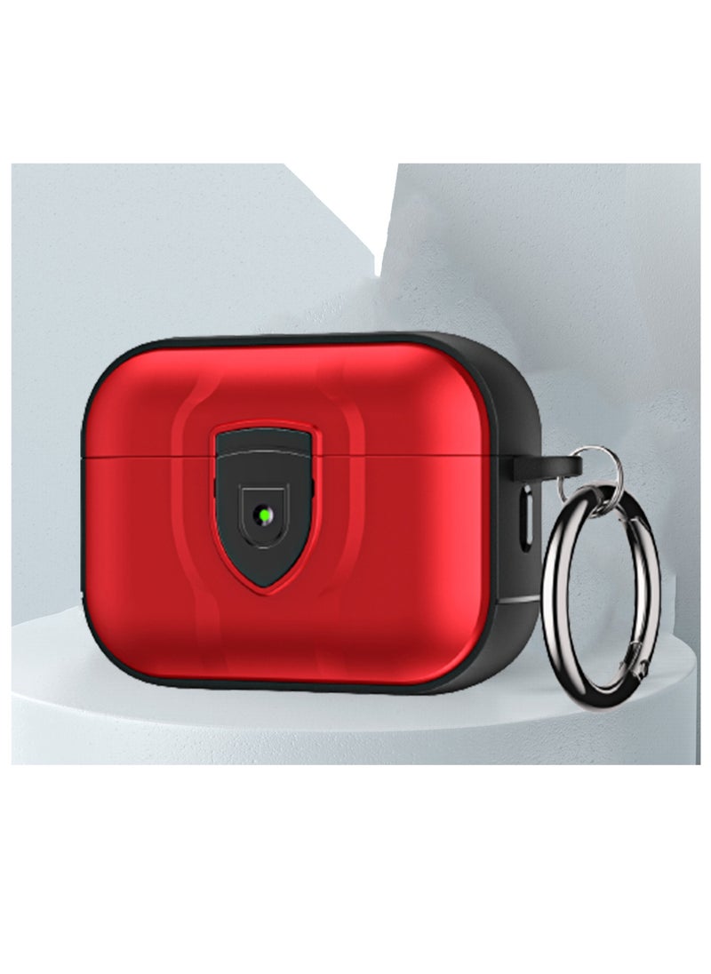 YONK - Compatible with AirPods Pro 2nd Generation Full Body Rugged Hard Shell Protective Case Cover With Keychain Designed for AirPods Pro 2 (2022) Red Black - Image 1