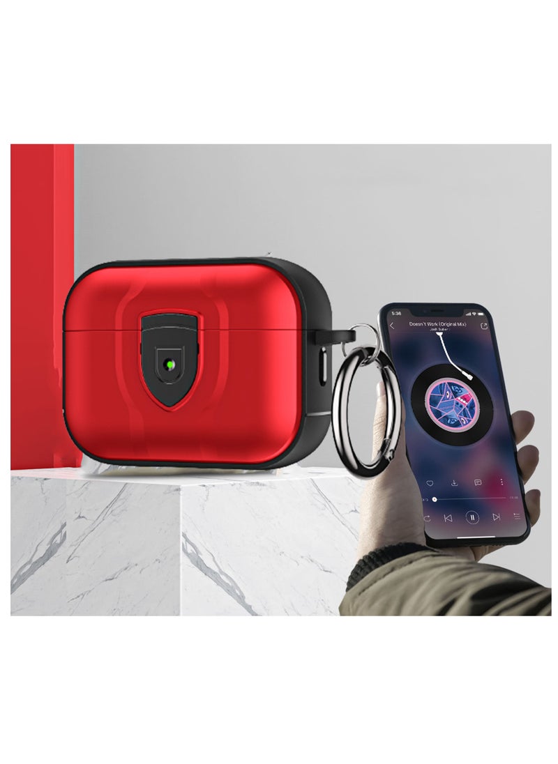 YONK - Compatible with AirPods Pro 2nd Generation Full Body Rugged Hard Shell Protective Case Cover With Keychain Designed for AirPods Pro 2 (2022) Red Black - Image 1
