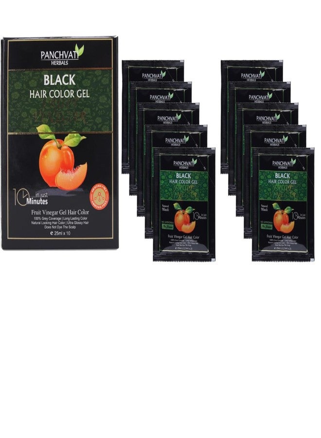 Panchvati Herbals Fruit Vinegar Hair Color Gel, Black, Ammonia Free, Permanent, 250ml (25ml x 10 Pouch), for Men & Women - Image 1